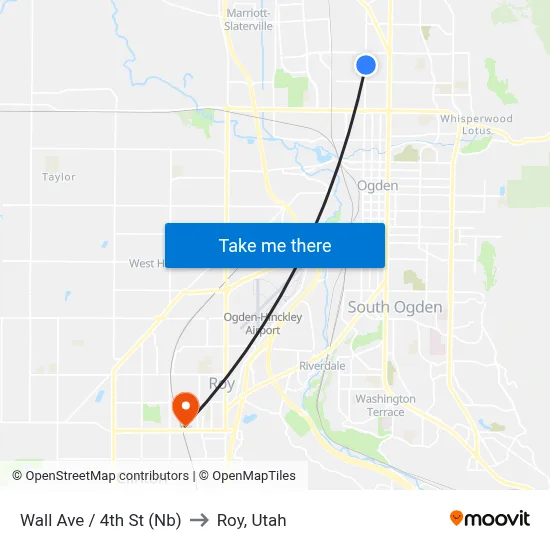 Wall Ave / 4th St (Nb) to Roy, Utah map