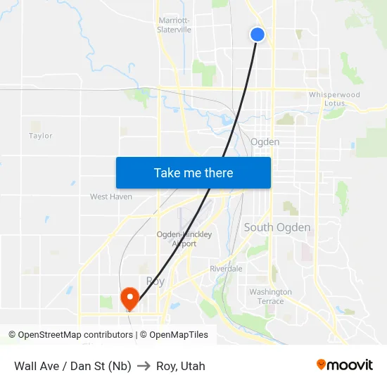 Wall Ave / Dan St (Nb) to Roy, Utah map