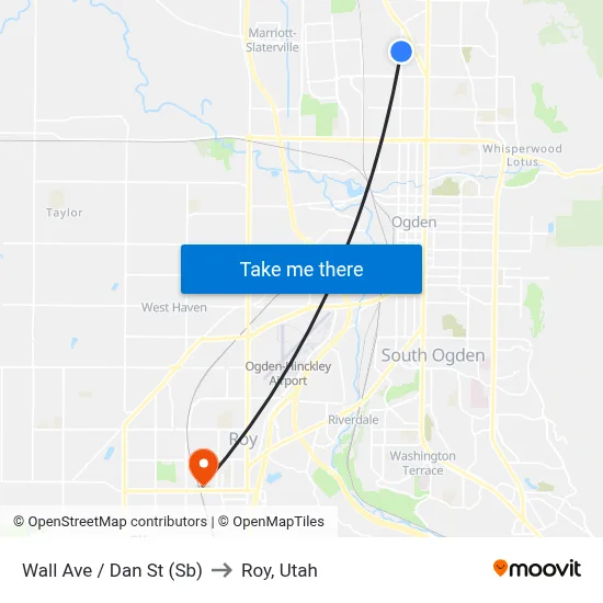 Wall Ave / Dan St (Sb) to Roy, Utah map