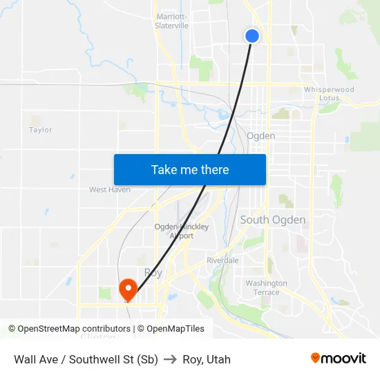 Wall Ave / Southwell St (Sb) to Roy, Utah map