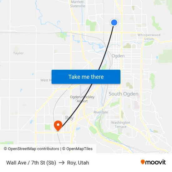 Wall Ave / 7th St (Sb) to Roy, Utah map