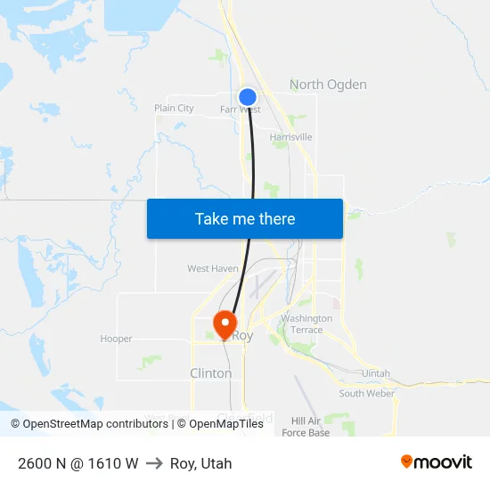 2600 N @ 1610 W to Roy, Utah map