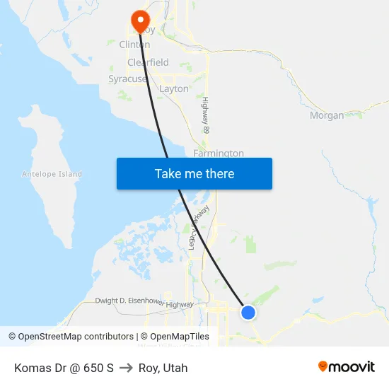 Komas Dr @ 650 S to Roy, Utah map