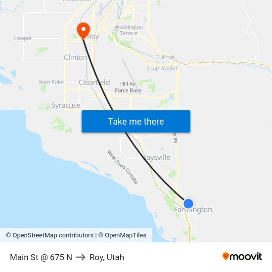 Main St @ 675 N to Roy, Utah map