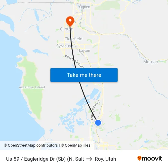 Us-89 / Eagleridge Dr (Sb) (N. Salt to Roy, Utah map