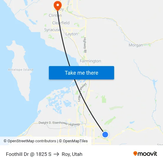 Foothill Dr @ 1825 S to Roy, Utah map