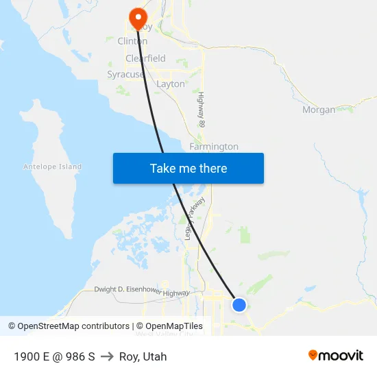 1900 E @ 986 S to Roy, Utah map