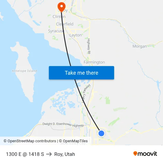 1300 E @ 1418 S to Roy, Utah map