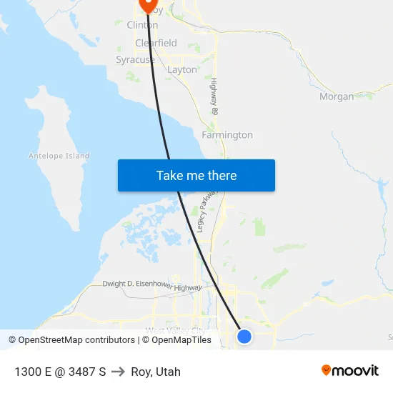 1300 E @ 3487 S to Roy, Utah map