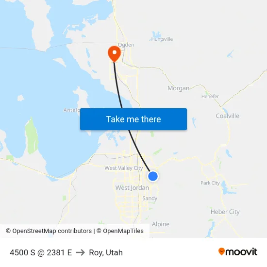 4500 S @ 2381 E to Roy, Utah map