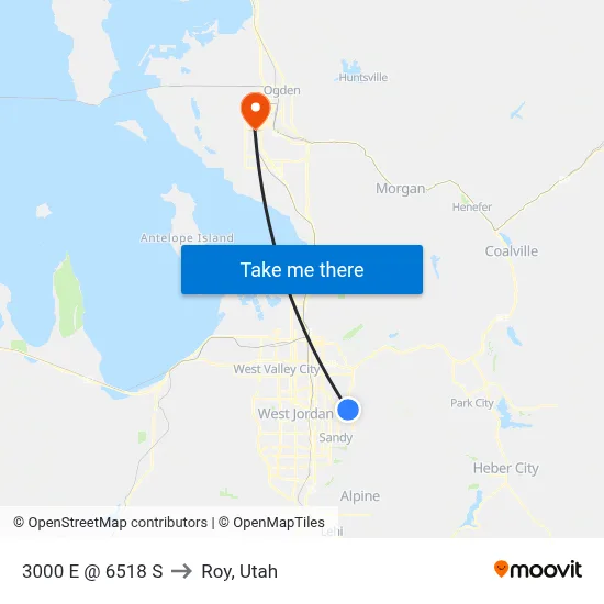 3000 E @ 6518 S to Roy, Utah map
