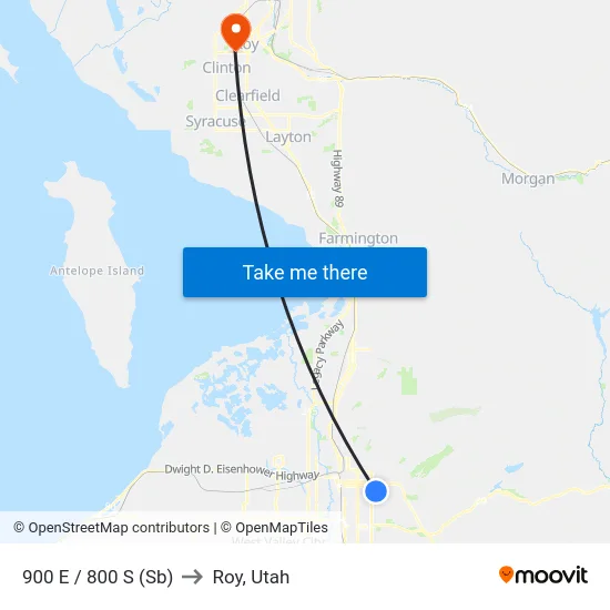 900 E / 800 S (Sb) to Roy, Utah map