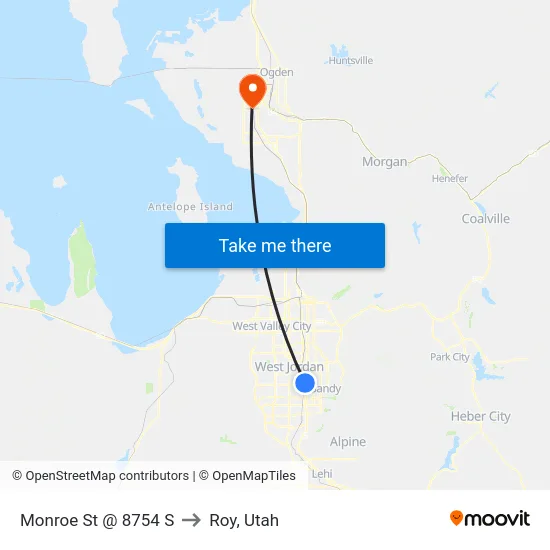 Monroe St @ 8754 S to Roy, Utah map