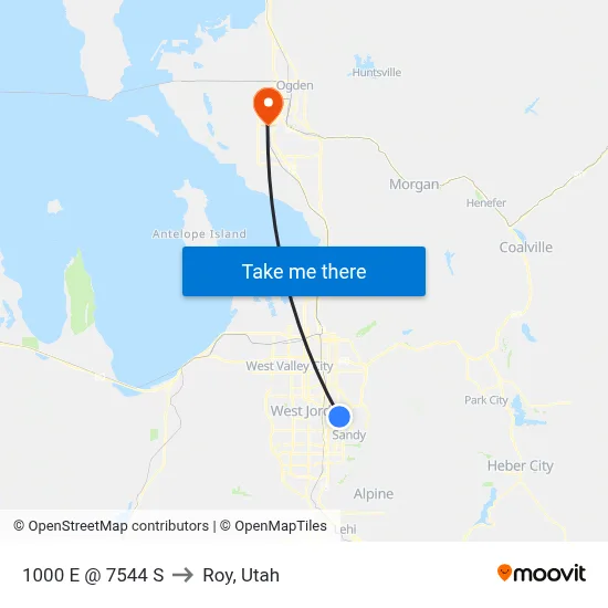 1000 E @ 7544 S to Roy, Utah map