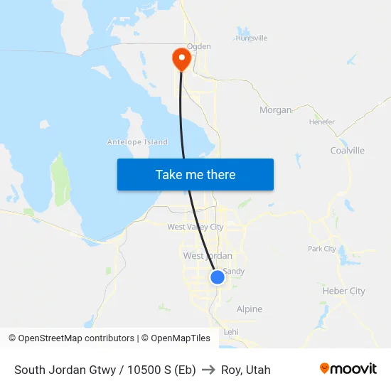 South Jordan Gtwy / 10500 S (Eb) to Roy, Utah map