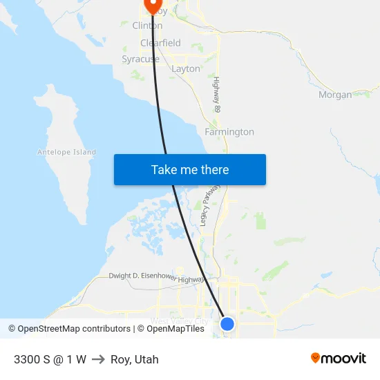 3300 S @ 1 W to Roy, Utah map