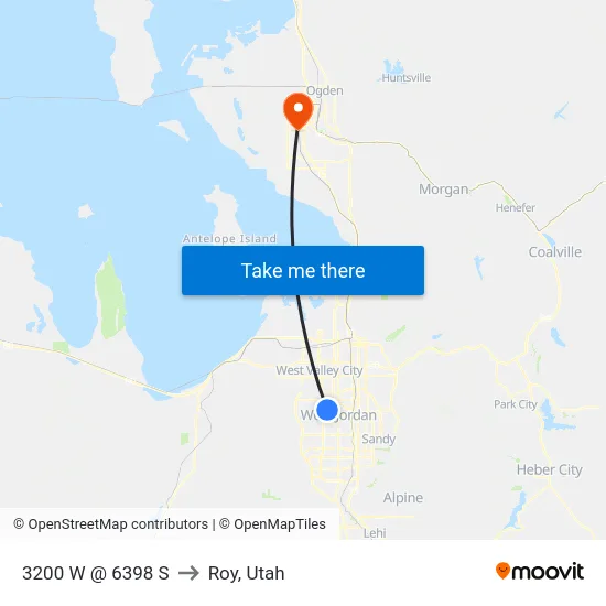 3200 W @ 6398 S to Roy, Utah map