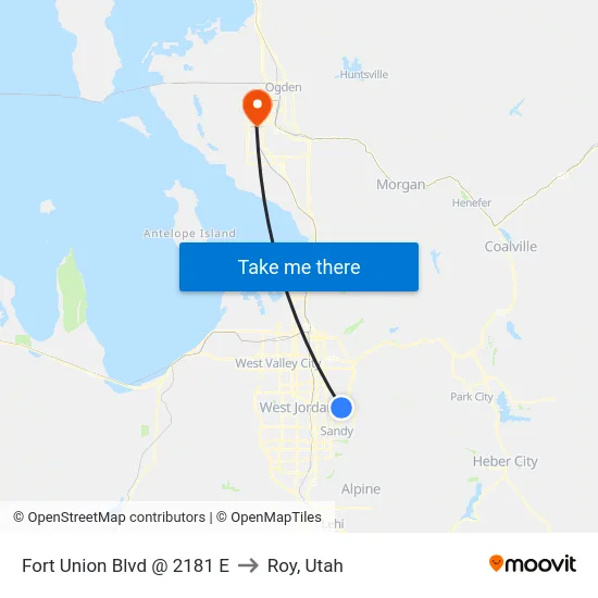 Fort Union Blvd @ 2181 E to Roy, Utah map
