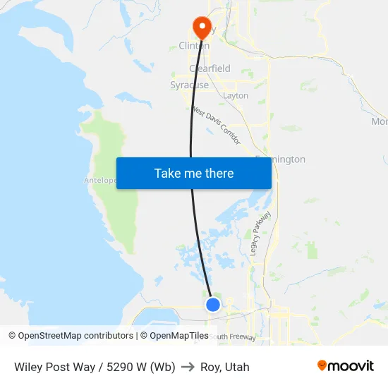 Wiley Post Way / 5290 W (Wb) to Roy, Utah map