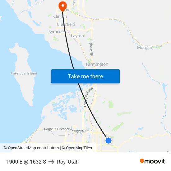 1900 E @ 1632 S to Roy, Utah map