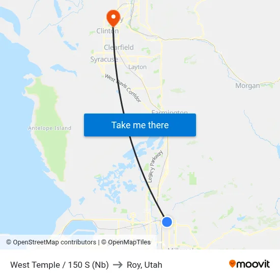 West Temple / 150 S (Nb) to Roy, Utah map