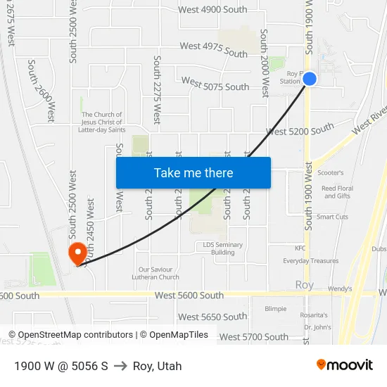 1900 W @ 5056 S to Roy, Utah map