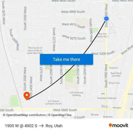 1900 W @ 4902 S to Roy, Utah map