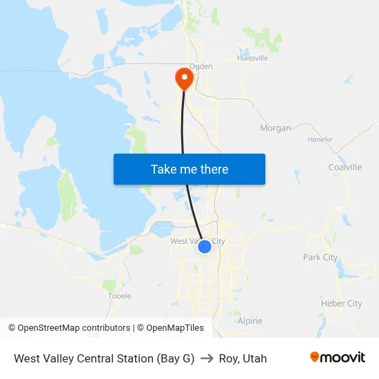 West Valley Central Station (Bay G) to Roy, Utah map