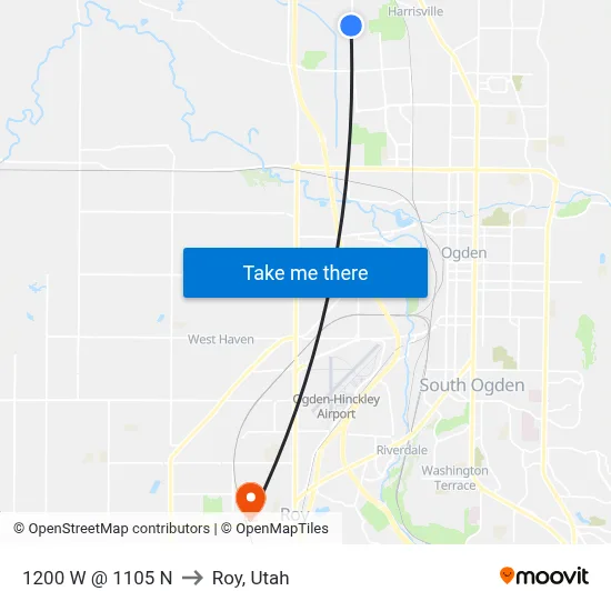 1200 W @ 1105 N to Roy, Utah map