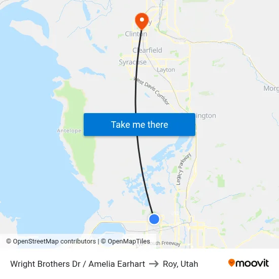 Wright Brothers Dr / Amelia Earhart to Roy, Utah map