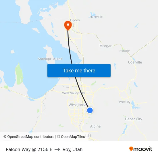 Falcon Way @ 2156 E to Roy, Utah map