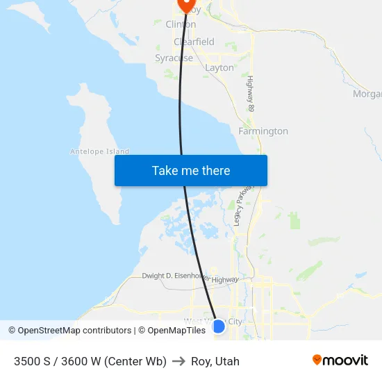 3500 S / 3600 W (Center Wb) to Roy, Utah map
