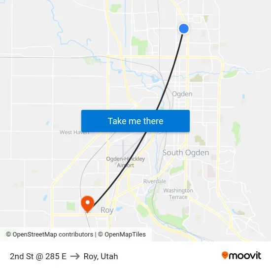 2nd St @ 285 E to Roy, Utah map