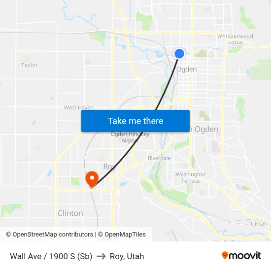 Wall Ave / 1900 S (Sb) to Roy, Utah map