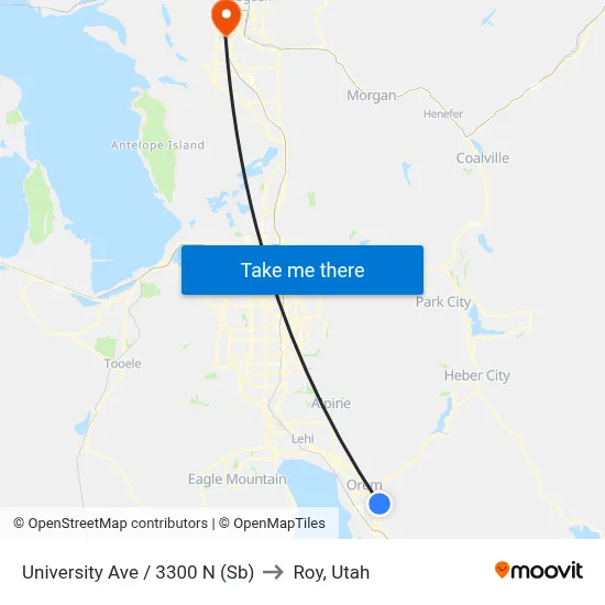 University Ave / 3300 N (Sb) to Roy, Utah map