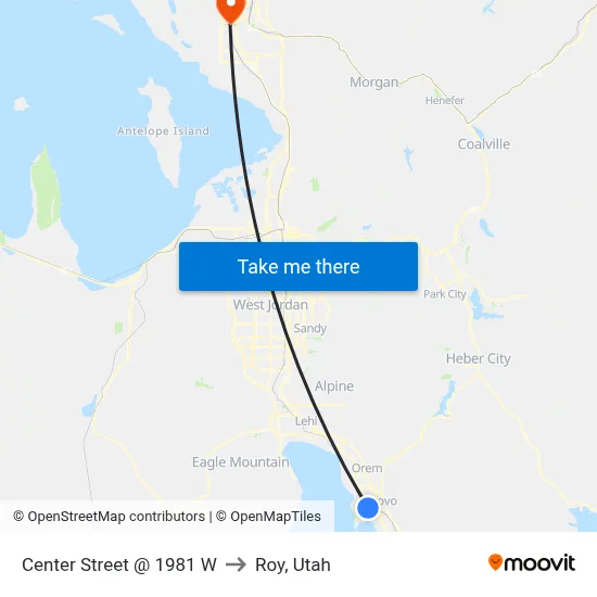 Center Street @ 1981 W to Roy, Utah map