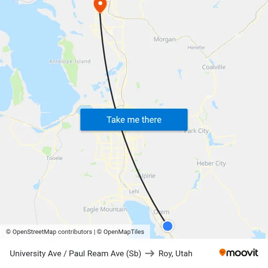 University Ave / Paul Ream Ave (Sb) to Roy, Utah map