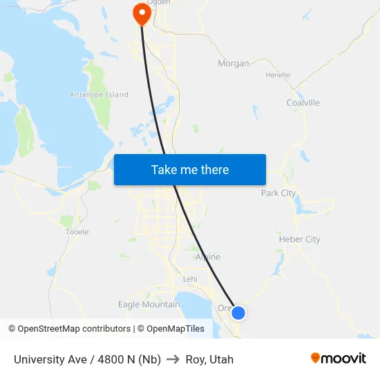 University Ave / 4800 N (Nb) to Roy, Utah map