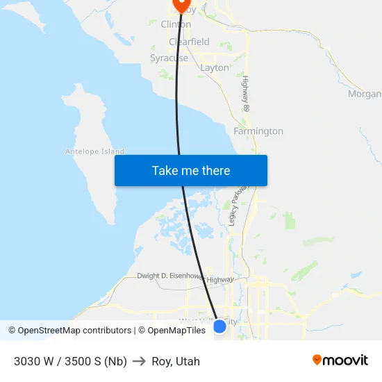 3030 W / 3500 S (Nb) to Roy, Utah map