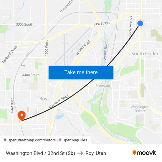 Washington Blvd / 32nd St (Sb) to Roy, Utah map