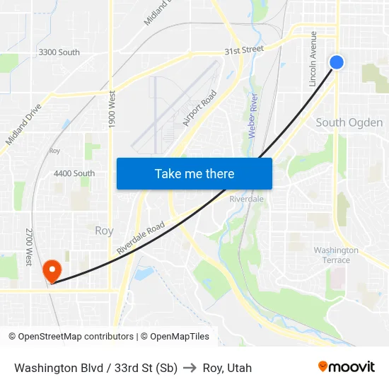 Washington Blvd / 33rd St (Sb) to Roy, Utah map
