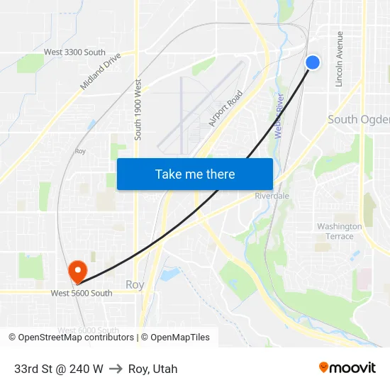 33rd St @ 240 W to Roy, Utah map