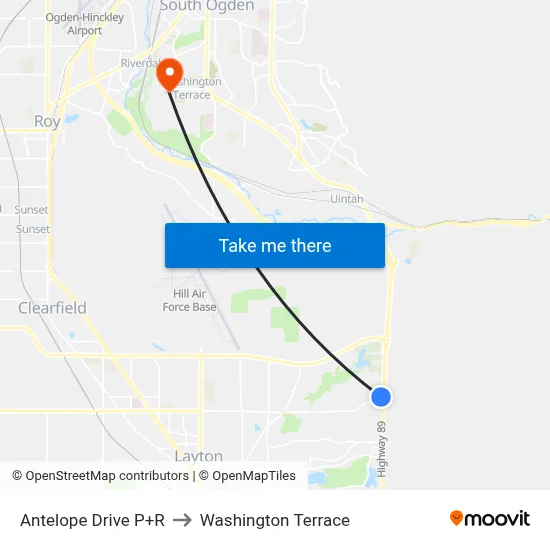 Antelope Drive P+R to Washington Terrace map