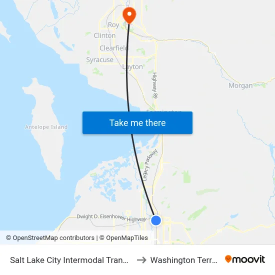 Salt Lake City Intermodal Trans Ctr to Washington Terrace map