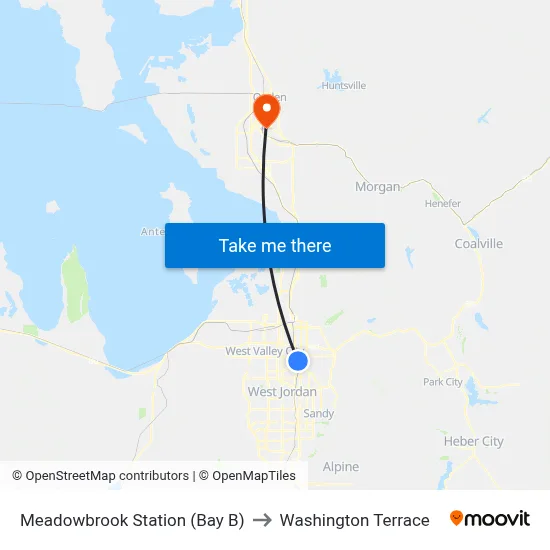 Meadowbrook Station (Bay B) to Washington Terrace map