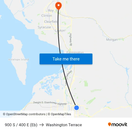 900 S / 400 E (Eb) to Washington Terrace map