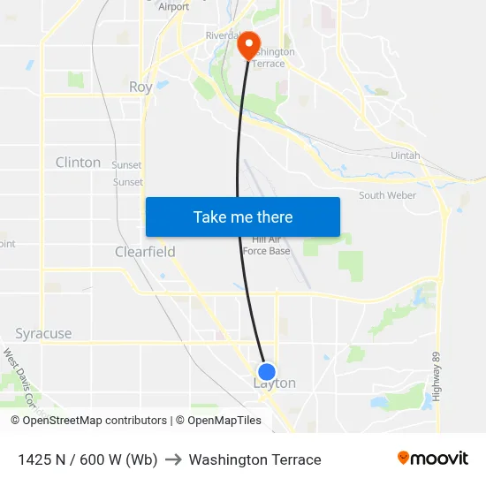 1425 N / 600 W (Wb) to Washington Terrace map