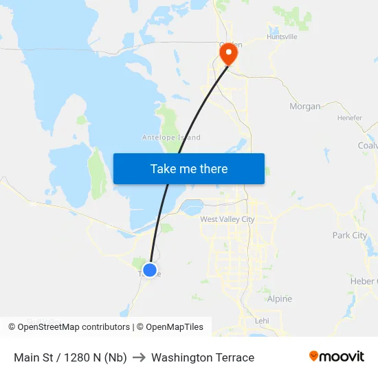 Main St / 1280 N (Nb) to Washington Terrace map