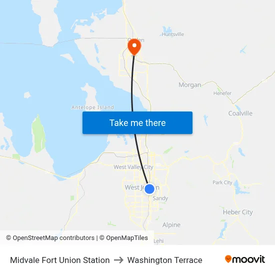 Midvale Fort Union Station to Washington Terrace map