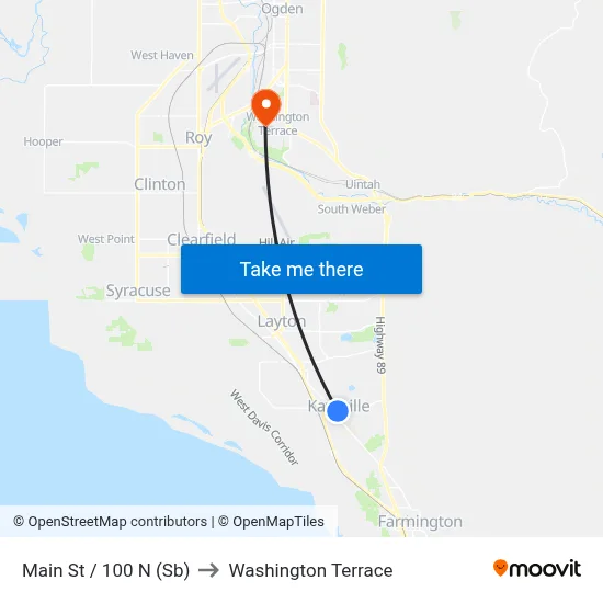 Main St / 100 N (Sb) to Washington Terrace map